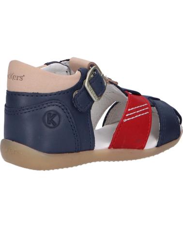 boy Sandals KICKERS 784320-10 BOGOZ 101 MARINE ROUGE BLANC CASSE