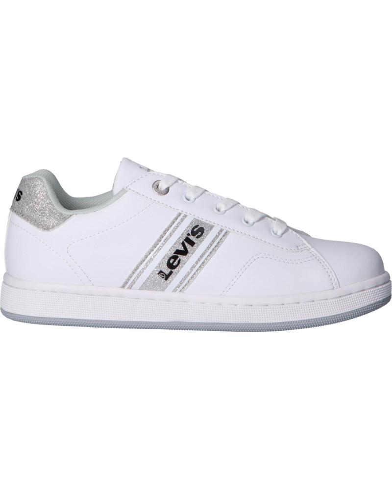Sapatilhas de Menina e Menino LEVIS VADS0041S BRANDON LACE 0081 WHITE-SILVER