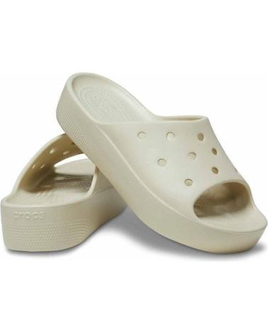Woman Flip flops CROCS CLASSIC PLATFORM SLIDE 208180 BEIGE BLANCO