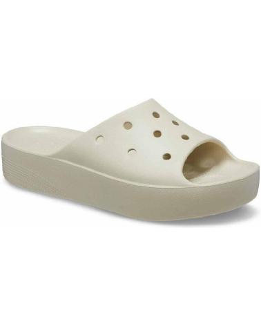 Woman Flip flops CROCS CLASSIC PLATFORM SLIDE 208180 BEIGE BLANCO