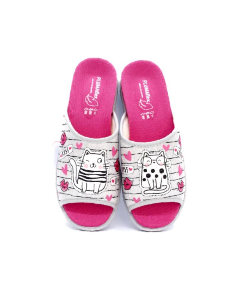 ZAPATILLAS DE CASA PLUMAFLEX CHINELA AMOROSOS GATO GATO