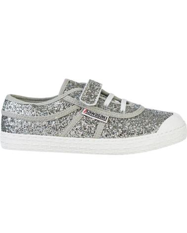 Sneaker für Mädchen KAWASAKI GLITTER KIDS SHOE W-ELASTIC K202586 8889 SILVER