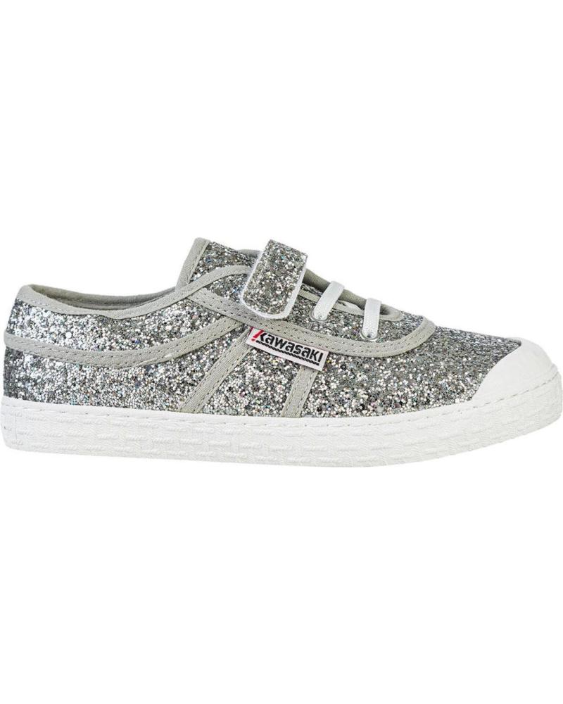Sportif pour Fille KAWASAKI GLITTER KIDS SHOE W-ELASTIC K202586 8889 SILVER