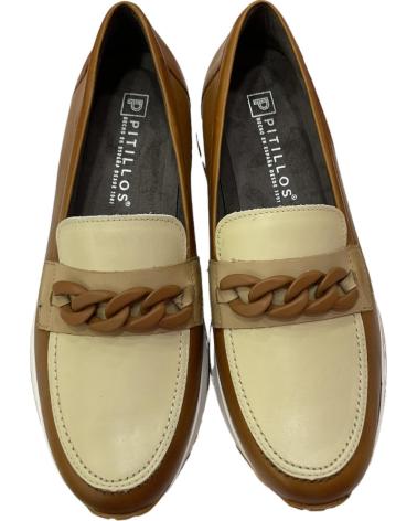 Woman shoes PITILLOS MOCASINES PIEL COMBINADO CUERP CUERO-CREMA-A-TAUPE
