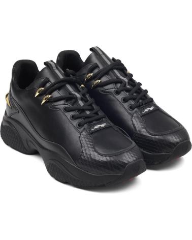 Zapatos de Hombre ED HARDY PUAND LEATHER CHUNKY RUNNER WITH GOLD DETAIL NEGRO-ORO