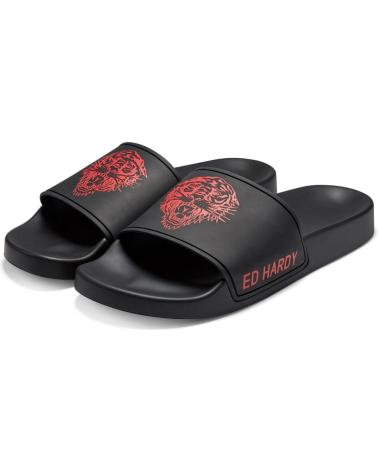 Chanclas de Hombre ED HARDY SEXY BEAST SLIDERS BLACK-RED ROJO GRANATE-NEGRO