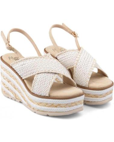 Sandalias de Mujer ALMA BLUE SANDALIA DE MATERIAL TEXTIL CON CUNA Y PLATAFORMA DE YUTE BLANCO
