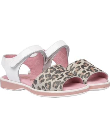 Zapatos de Niña ANGELITOS SANDALIA LEOPARDO ANG577 BLANCO