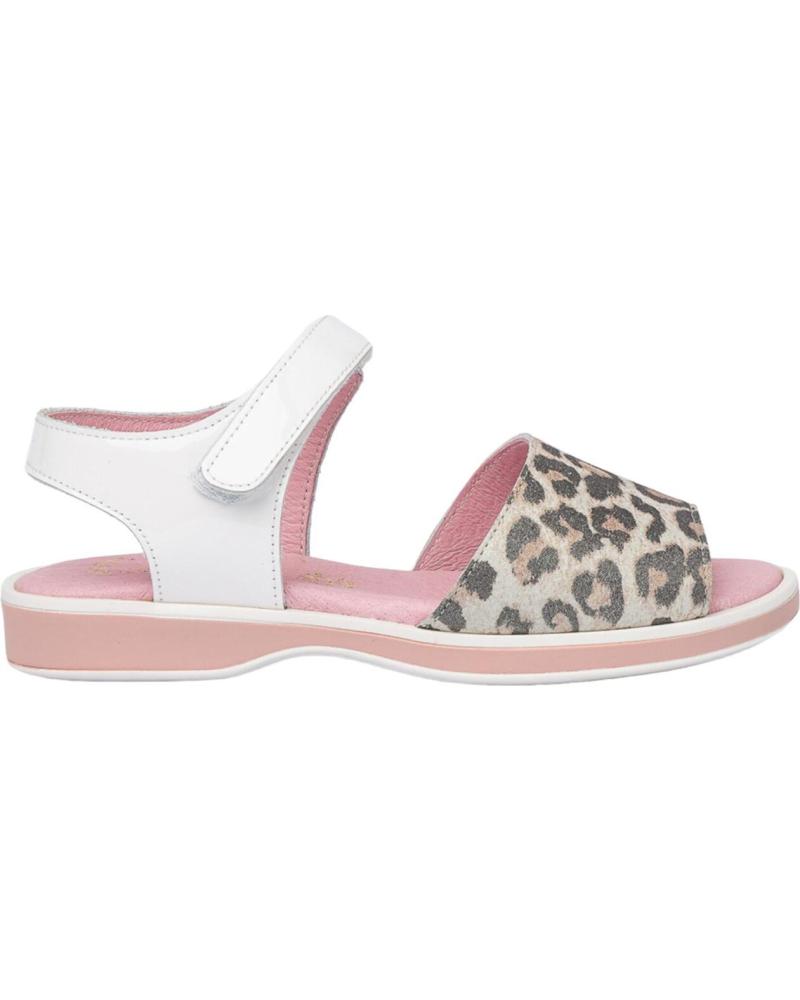 Zapatos de Niña ANGELITOS SANDALIA LEOPARDO ANG577 BLANCO