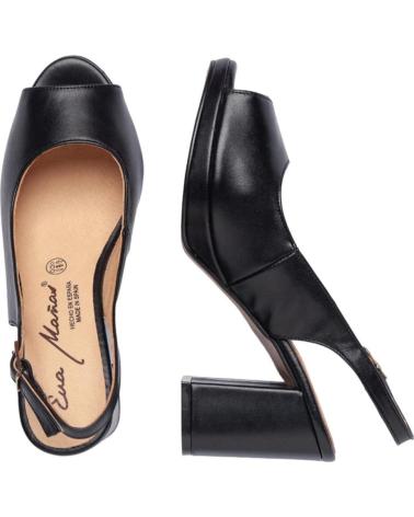 Zapatos de tacón de Mujer EVA MAÑAS SALON PLATAFORMA PIEL 1477 NEGRO