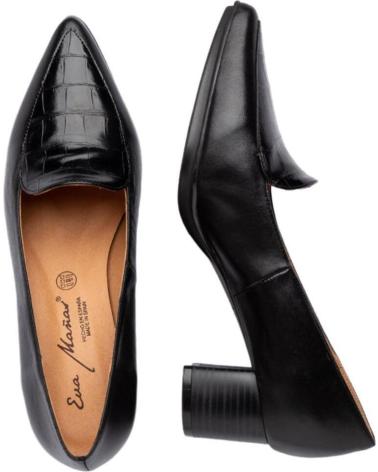 Zapatos de tacón de Mujer EVA MAÑAS SALON PIEL ADORNO 1483 NEGRO
