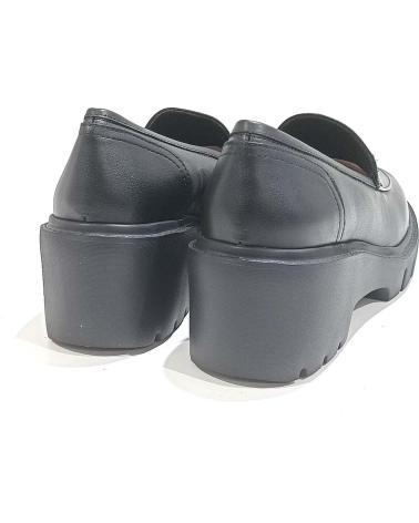 Zapatos de Mujer UNISA ZAPATO MOCASIN DE PIEL CON ESTRIBO DORADO CON TACON Y PLAT NEGRO