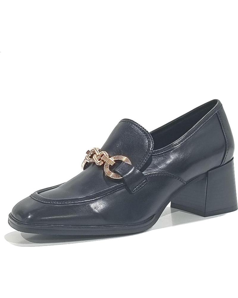 Schuhe für Damen REGARDE LE CIEL ZAPATO MOCASIN DE PIEL CON ESTRIBO DORADO CON TACON NEGRO