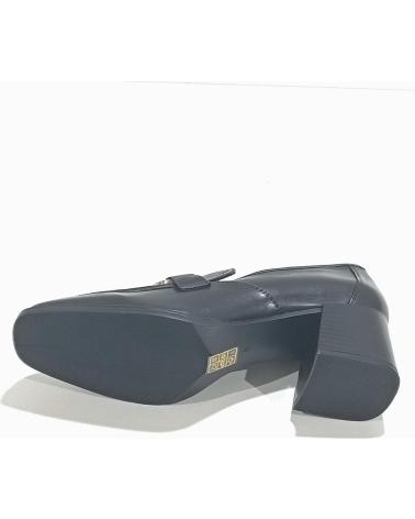 Schuhe für Damen REGARDE LE CIEL ZAPATO MOCASIN DE PIEL CON ESTRIBO DORADO CON TACON NEGRO