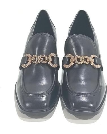 Schuhe für Damen REGARDE LE CIEL ZAPATO MOCASIN DE PIEL CON ESTRIBO DORADO CON TACON NEGRO