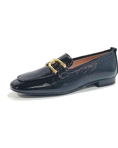Zapatos de Mujer UNISA ZAPATO MOCASIN DE PIEL CON ESTRIBO DORADO Y SUELA DE GOMA NEGRO