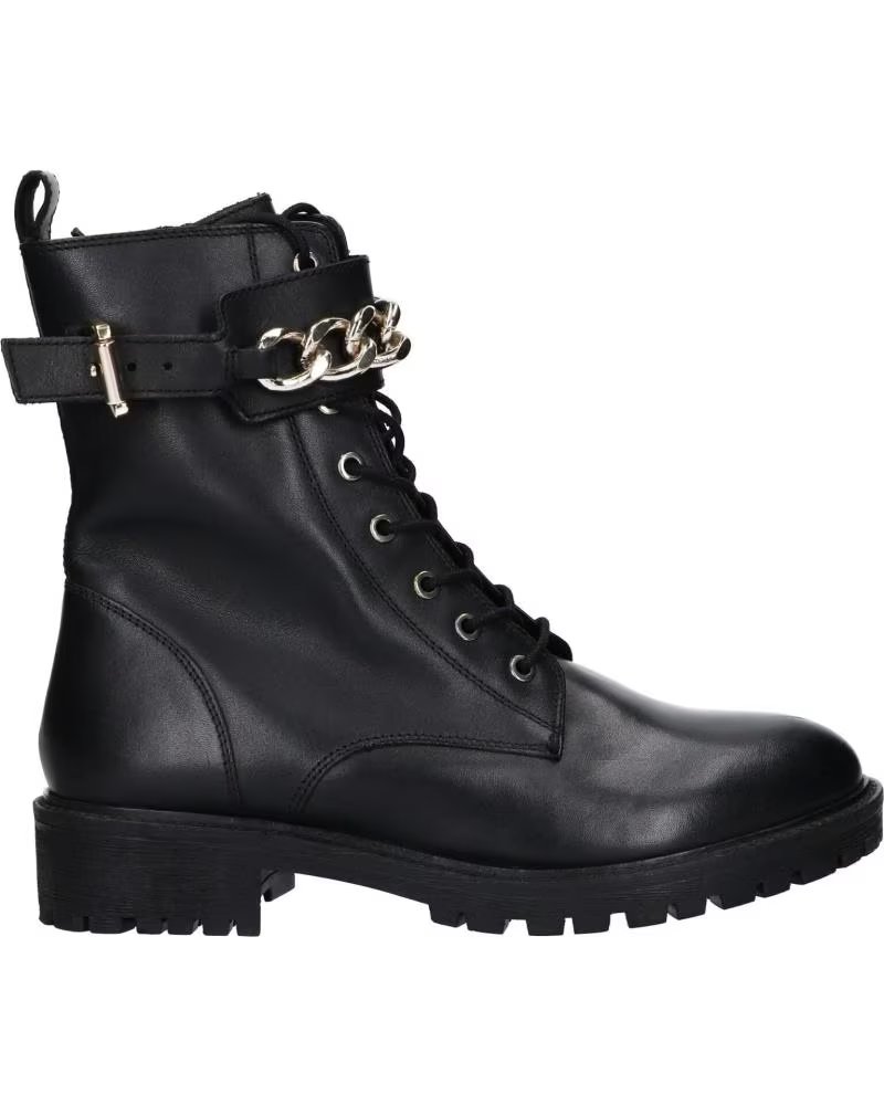 BOTTINES FEMME GEOX D HOARA NOIRES À LACETS ET DÉTAIL CHAÎNE C9999 BLACK