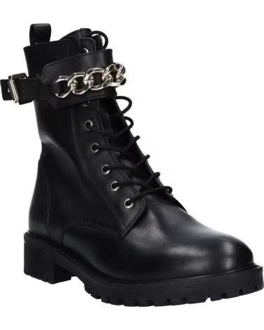 BOTTINES FEMME GEOX D HOARA NOIRES À LACETS ET DÉTAIL CHAÎNE C9999 BLACK