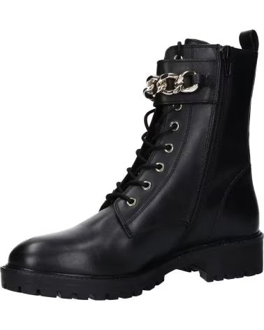BOTTINES FEMME GEOX D HOARA NOIRES À LACETS ET DÉTAIL CHAÎNE C9999 BLACK