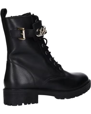 BOTTINES FEMME GEOX D HOARA NOIRES À LACETS ET DÉTAIL CHAÎNE C9999 BLACK