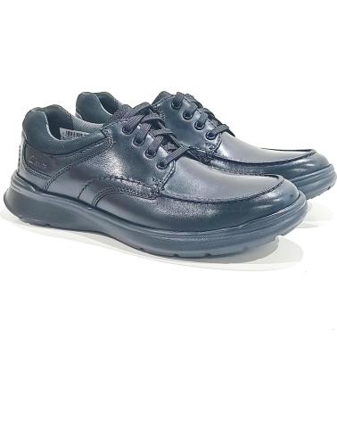 SAPATOS CLARKS COTRELL EDGE 26137385 MASCULINOS PRETOS COM ATACADORES E COURO LISO NEGRO