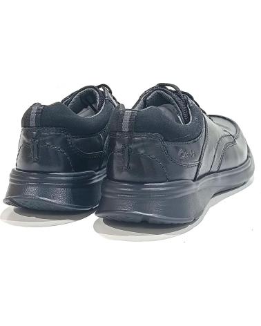 SAPATOS CLARKS COTRELL EDGE 26137385 MASCULINOS PRETOS COM ATACADORES E COURO LISO NEGRO