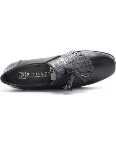 Chaussures compensées pour Femme PITILLOS MOCASIN FLECOS TACON 4 CM NEGRO