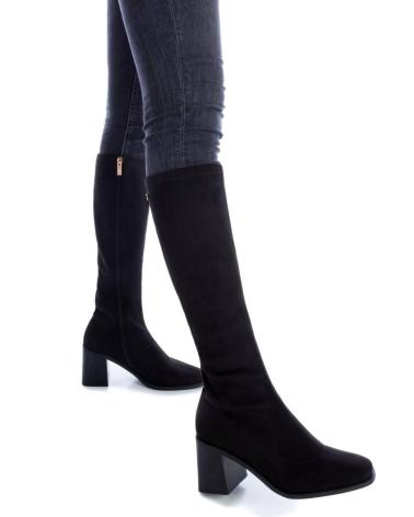 STIVALI ALTI XTI 141827 IN ANTELINA NERA CON TACCO BLOCCO NEGRO