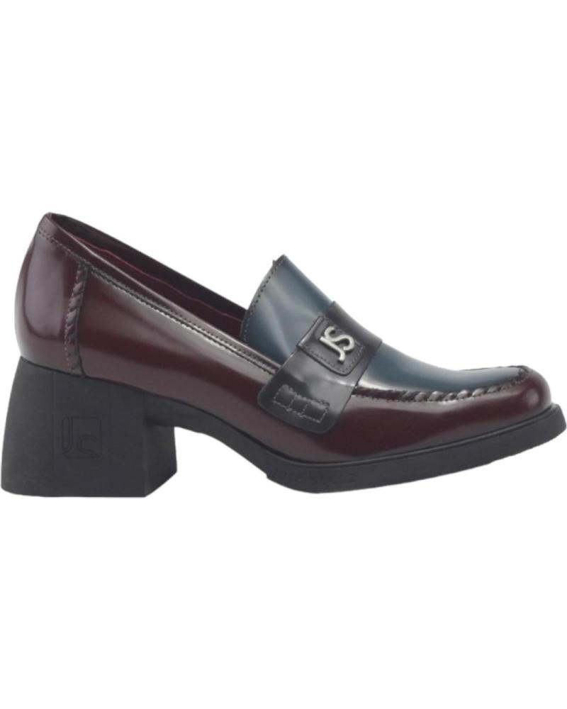 Zapatos de Mujer JOSE SAENZ MOCASIN TACON PIEL BURDEOS ANTIC RIOJA-ANTIC PETROLEO-ANTIC GRIS