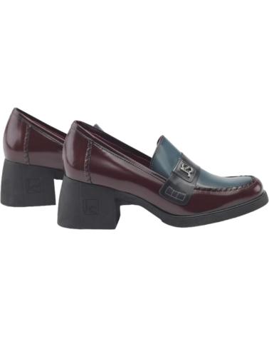 Zapatos de Mujer JOSE SAENZ MOCASIN TACON PIEL BURDEOS ANTIC RIOJA-ANTIC PETROLEO-ANTIC GRIS
