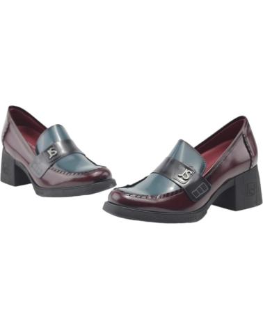Zapatos de Mujer JOSE SAENZ MOCASIN TACON PIEL BURDEOS ANTIC RIOJA-ANTIC PETROLEO-ANTIC GRIS