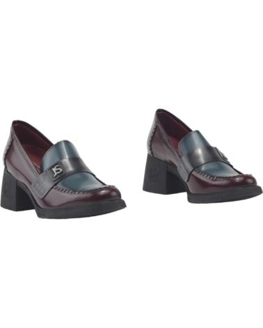 Zapatos de Mujer JOSE SAENZ MOCASIN TACON PIEL BURDEOS ANTIC RIOJA-ANTIC PETROLEO-ANTIC GRIS