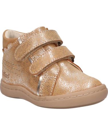 Scarpe per Bambina e Bambino KICKERS 912130-10 KICKMARY CUIR NUBUC 113 BEIGE METALLISE
