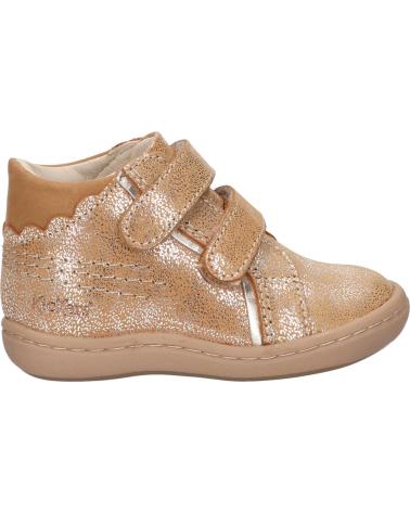 Scarpe per Bambina e Bambino KICKERS 912130-10 KICKMARY CUIR NUBUC 113 BEIGE METALLISE