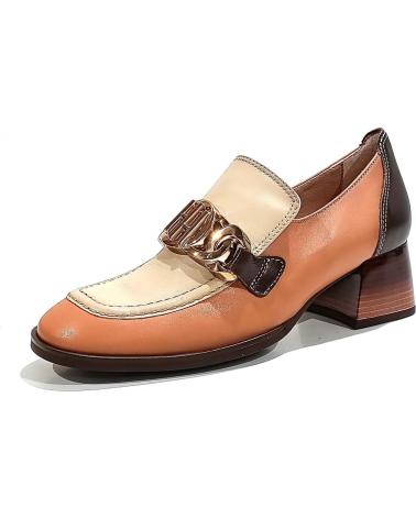 Zapatos de tacón de Mujer HISPANITAS ZAPATO MOCASIN DE CHAROL CON TACON APRICOT