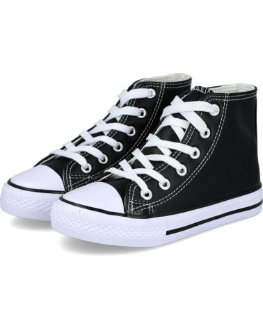 Sneaker für Mädchen und Junge L&R SHOES LR SHOES N502 ZAPATILLAS ALTAS PIEL SI NEGRO
