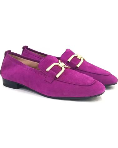 Zapatos de Mujer unisa ZAPATO MOCASIN DE ANTE CON SUELA DE GOMA MAGENTA