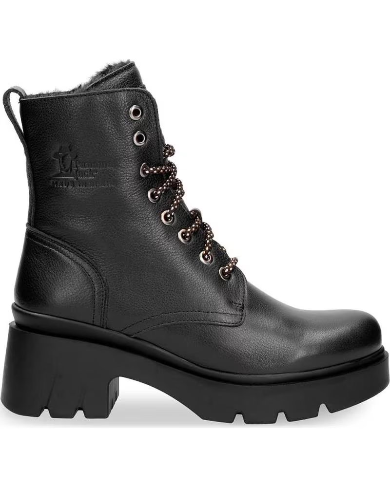 PANAMA JACK PORTY B1 STIEFELETTEN AUS SCHWARZEM LEDER MIT FELLFUTTER - REF 10121 NEGRO