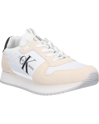 Zapatillas deporte de Mujer CALVIN KLEIN YW0YW00840 SOCK LACEUP 03A BRIGHT WHITE-CREAMY WHITE-BLACK