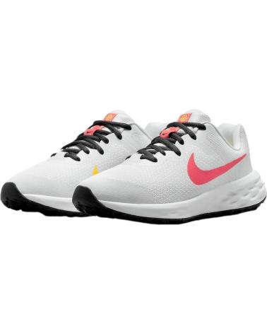 Deportivas de Mujer y Niña NIKE DD1096-101 REVOLUTION 6 WHITE-SEA CORAL-GRIDIRON-LASER ORANGE 