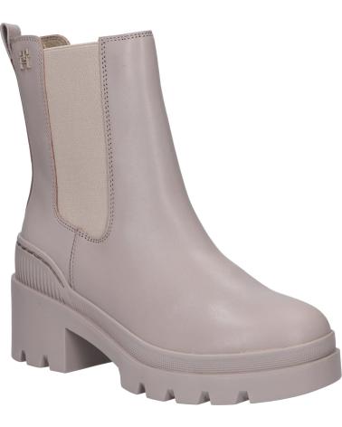 Stivali per Donna TOMMY HILFIGER FW0FW07761 LEATHER MID HEEL BOOT PKB SMOOTH TAUPE