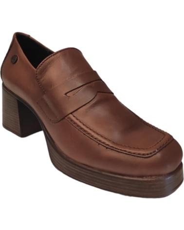 ZAPATOS LOAFER DE CUERO MARRÓN TODICE CON TACÓN BLOQUE - MIS ALAS CUERO
