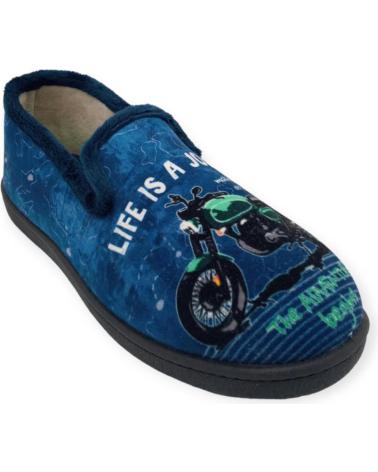 Calzado de casa de Hombre ROAL ZAPATILLA CASA HOMBRE CERRADA MARINO DIBUJO MOTO PLUMAFLEX 1 AZUL