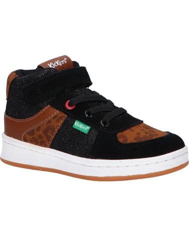 Scarpe sport per Bambina e Bambino KICKERS 664561-10 BILBON MID 82 NOIR CAMEL LEOPARD