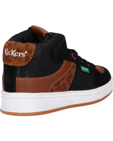 Scarpe sport per Bambina e Bambino KICKERS 664561-10 BILBON MID 82 NOIR CAMEL LEOPARD