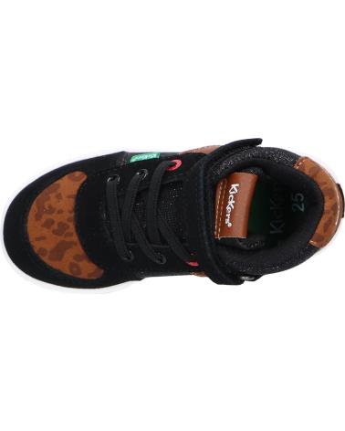 Scarpe sport per Bambina e Bambino KICKERS 664561-10 BILBON MID 82 NOIR CAMEL LEOPARD
