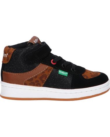 Scarpe sport per Bambina e Bambino KICKERS 664561-10 BILBON MID 82 NOIR CAMEL LEOPARD