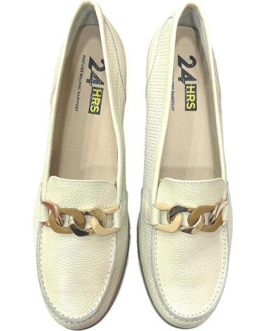 Zapatos de Mujer 24 HORAS MOCASIN PIEL CUNA BEIGE NATURAL LINO