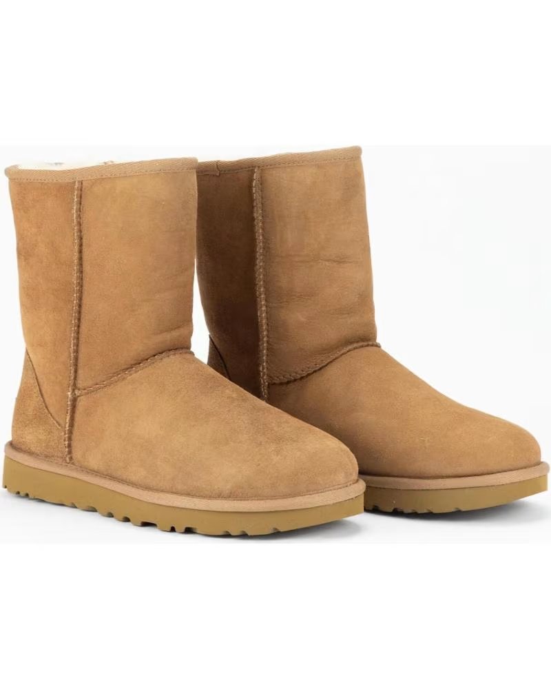 BOTTES UGG CLASSIC SHORT II EN CUIR MARRON CHESTNUT POUR FEMME CUERO