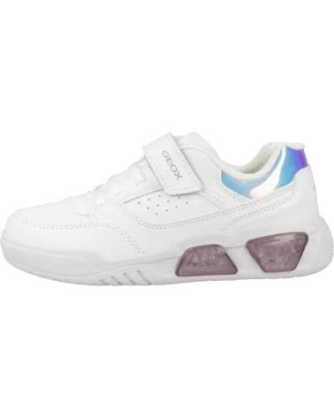 GEOX J ILLUMINIUS GIRL J35HPA WEISSE TURNSCHUHE MIT LILA DETAILS FÜR MÄDCHEN BLANCO